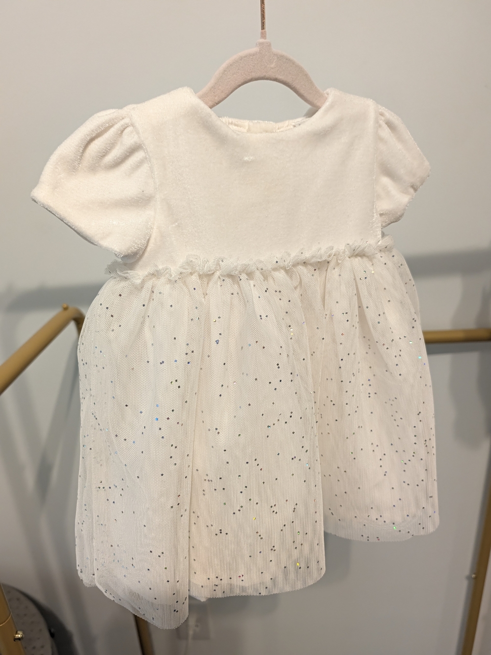 Sweet Carter's Ivory Tulle Sparkle Baby Dress And Undergarment